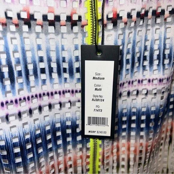 Romeo + Juliet Neon Multi Ombre Perforated Zip-Up Sleeveless A-Line Sheath Dress - Picture 6 of 11